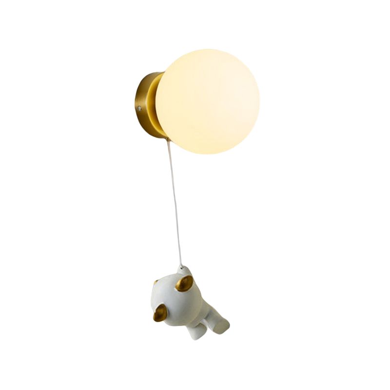 Ball Shade 1 - Light Wall Light Kids Style Iron and Glass Wall Fixture with Resin Accents