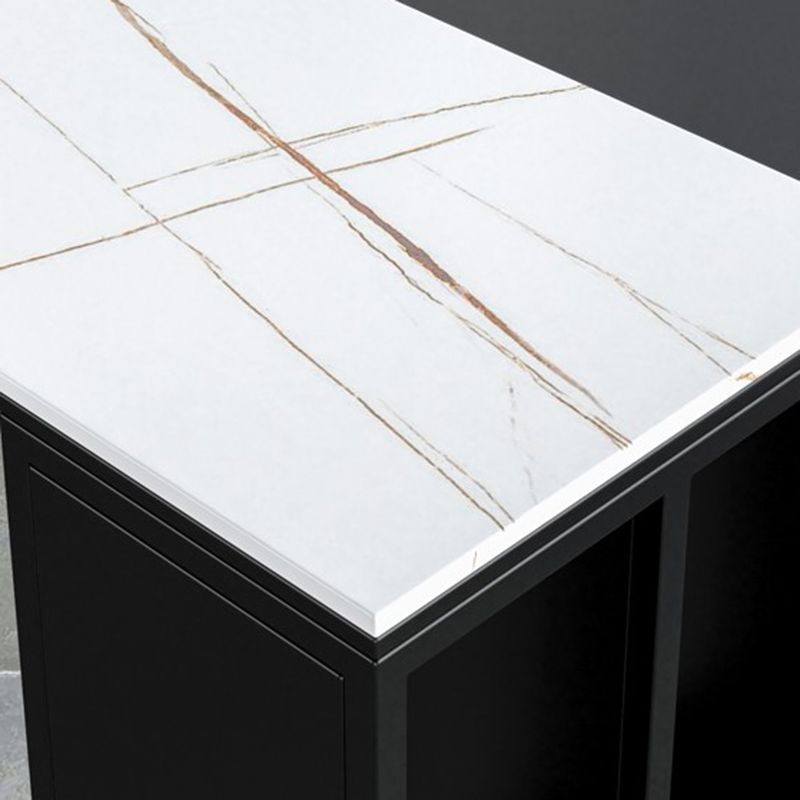 Industrial Style Bistro Bar Desk Stone Rectangle Pub Table for Cafe and Breakroom