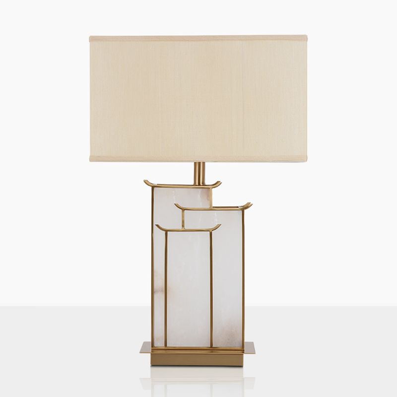 Postmodern Gold Table Lamp 1-Light Rectangular Table Light for Bedroom