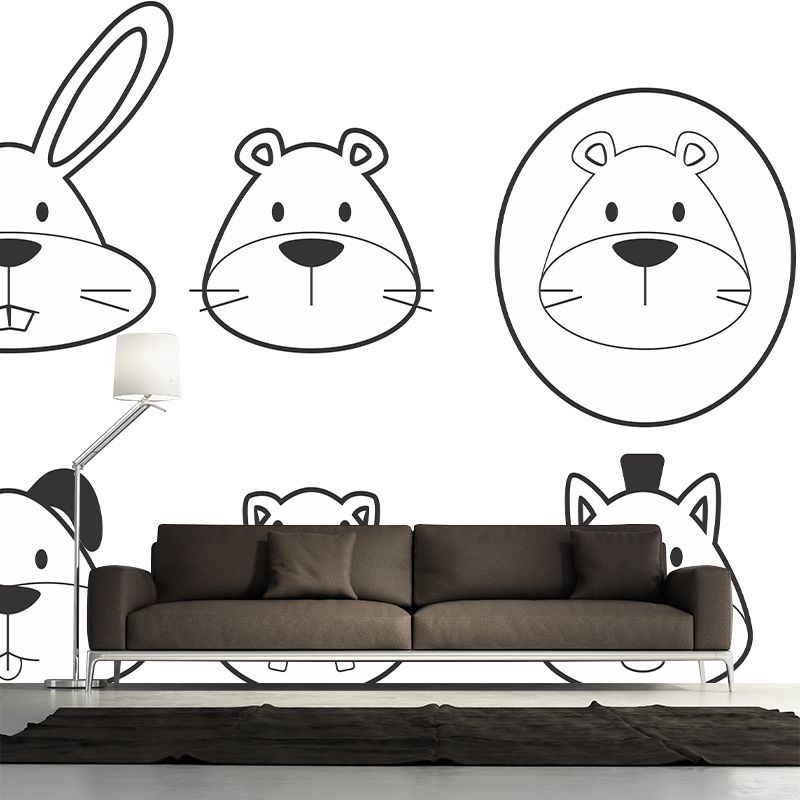 Lovely Cartoon Animal Wallpaper Mural Mildew Resistant for Children's Bedroom