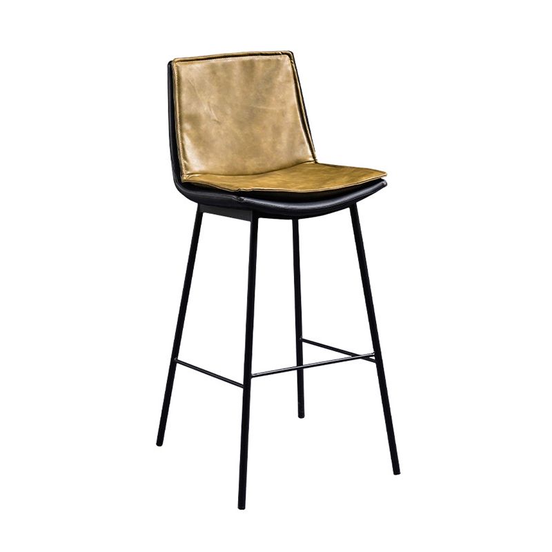 Taburetes de bar de cuero escandinavos con respaldo bajo y asiento cuadrado (juego de 2)