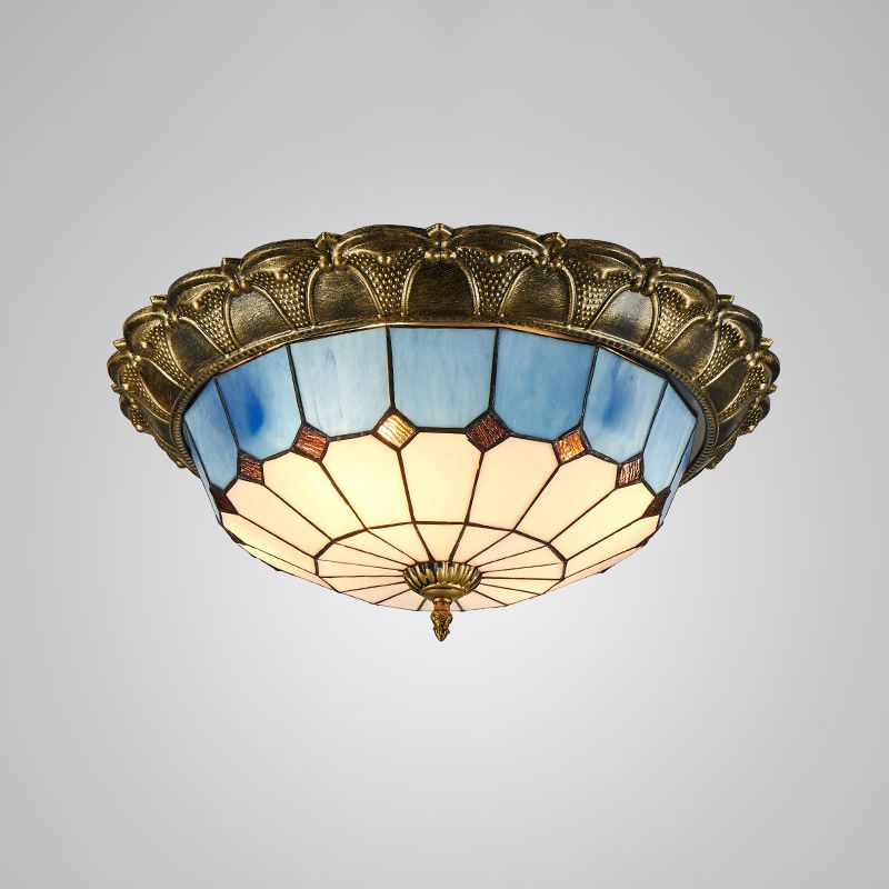 Tiffany LED Ceiling Light Geometric Glass Flush Mount for Living Room