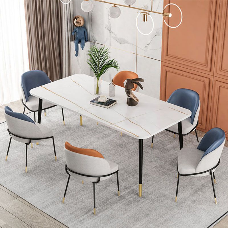 Upholstered Side Chair Scandinavian Design Armless Solid Back Chair for Home