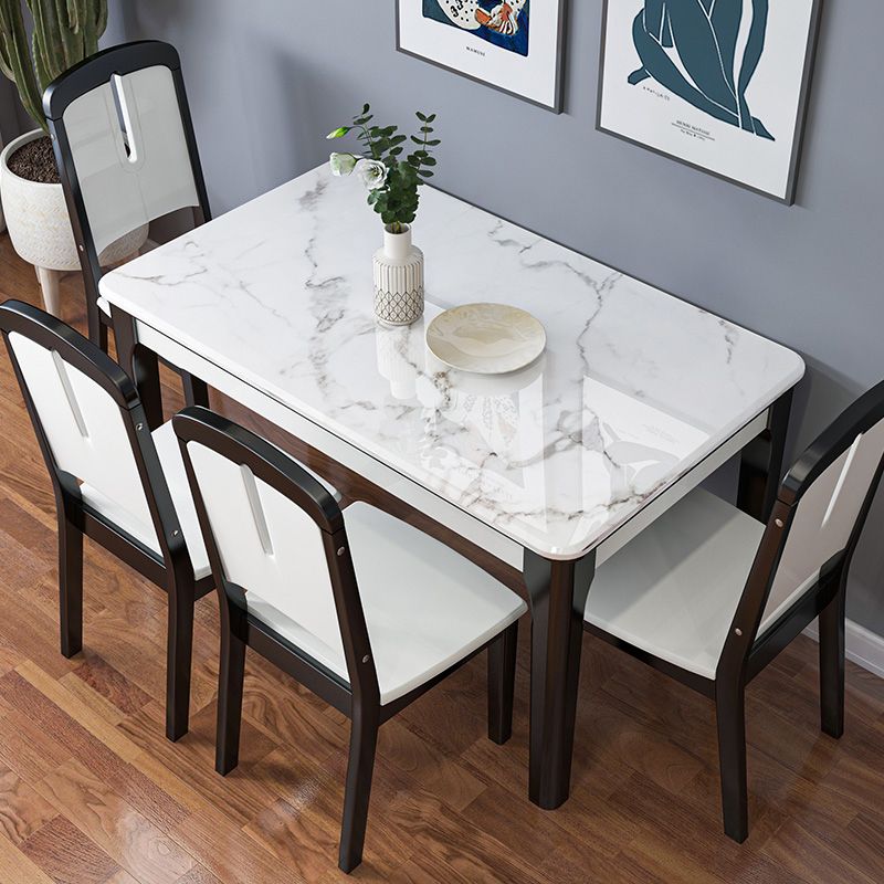 Dining Room Set Modern with Sintered Stone Dining Table and Solid Wood Chairs