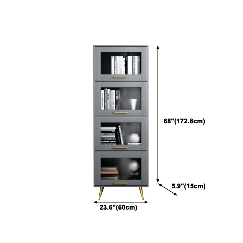 Modern Style Bookcase Closed Back Bookshelf with Door for Home Office