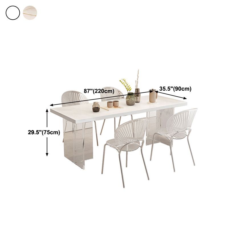Modern Table in White for Restaurant Rectangle Table with Acrylic Base