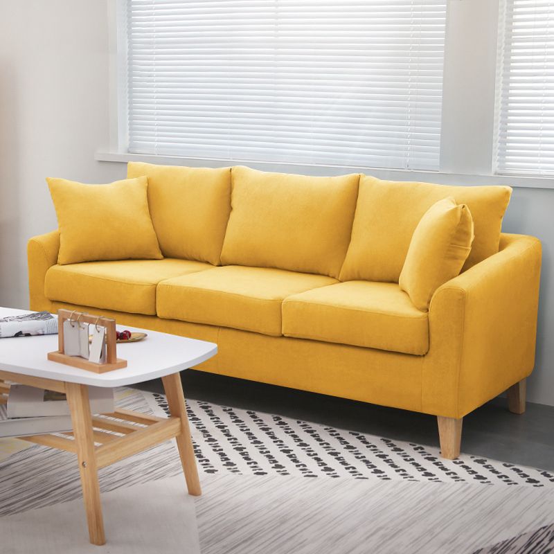 Scandinavian Pillow Top Arm Sofa with Sewn Pillow Back for Apartment