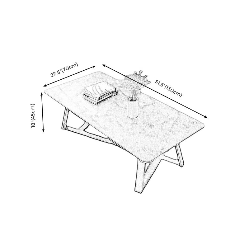 Trestle Marble Cocktail Table Contemporary Rectangular Coffee Table