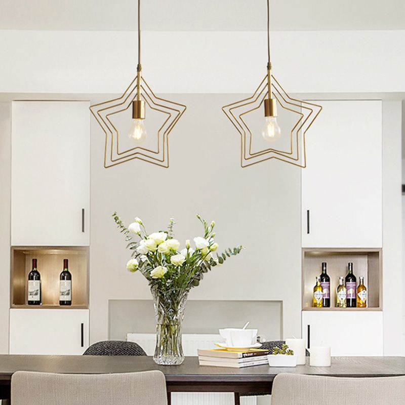Pendre de style postmoderne en métal Forme d'étoile étoile Lumière pour café