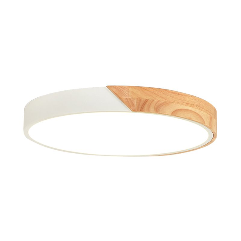 Round Flush Light Modernist Metal LED Pink/White Ceiling Mounted Fixture with Acrylic Diffuser, 12"/16"/19.5" Wide
