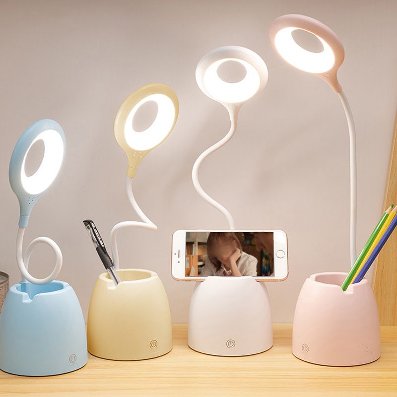 Lampada da tavolo moderna con porto USB a 1 luccio di plastica circolare luce per dormitorio
