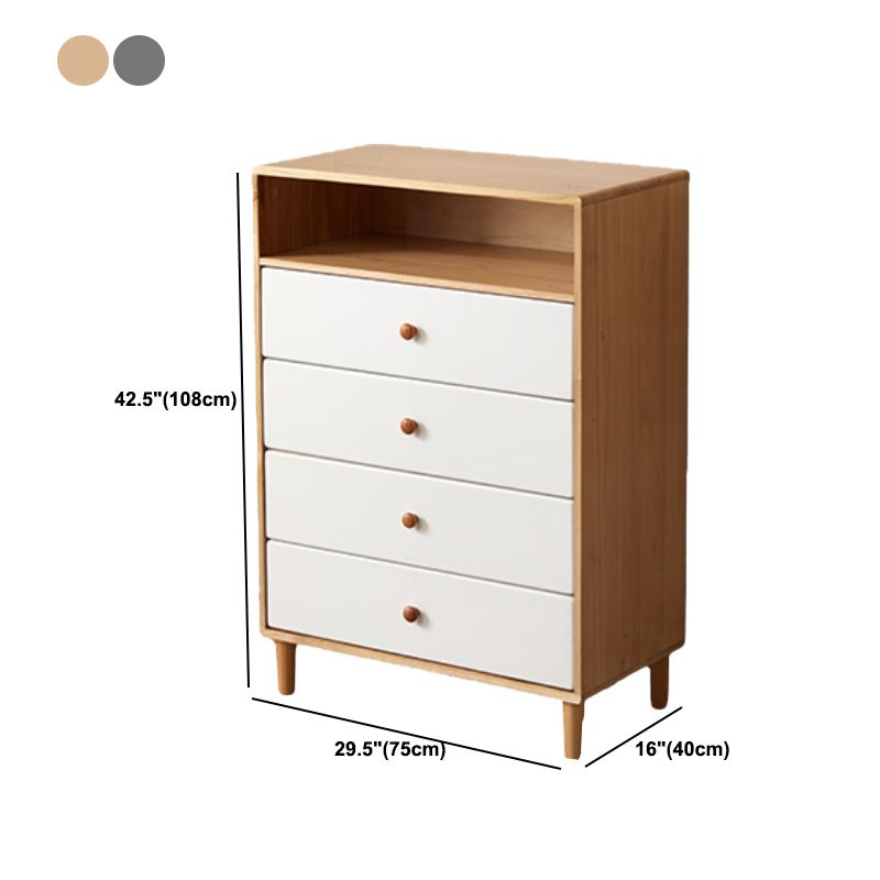Modern Solid Wood Chest with 4 Natural Legs and Soft Close Drawers