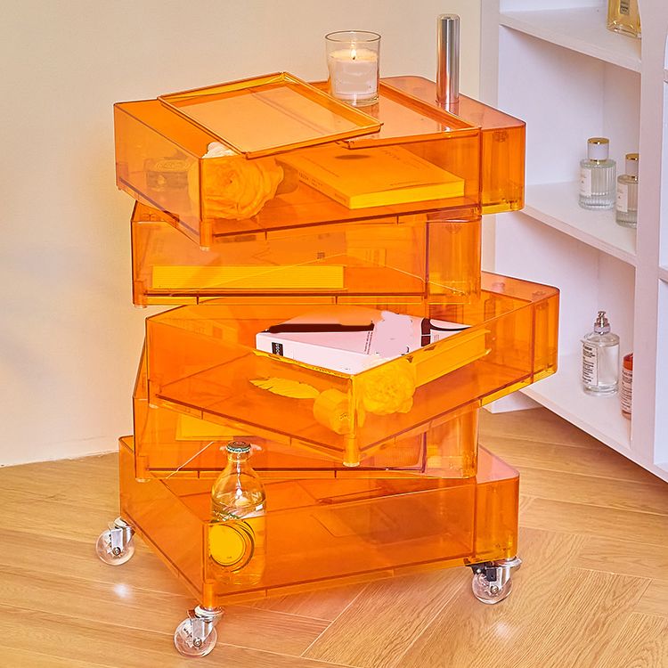 Plastic Nightstand Or End Table 28" Tall Nightstand with Drawers and Wheel