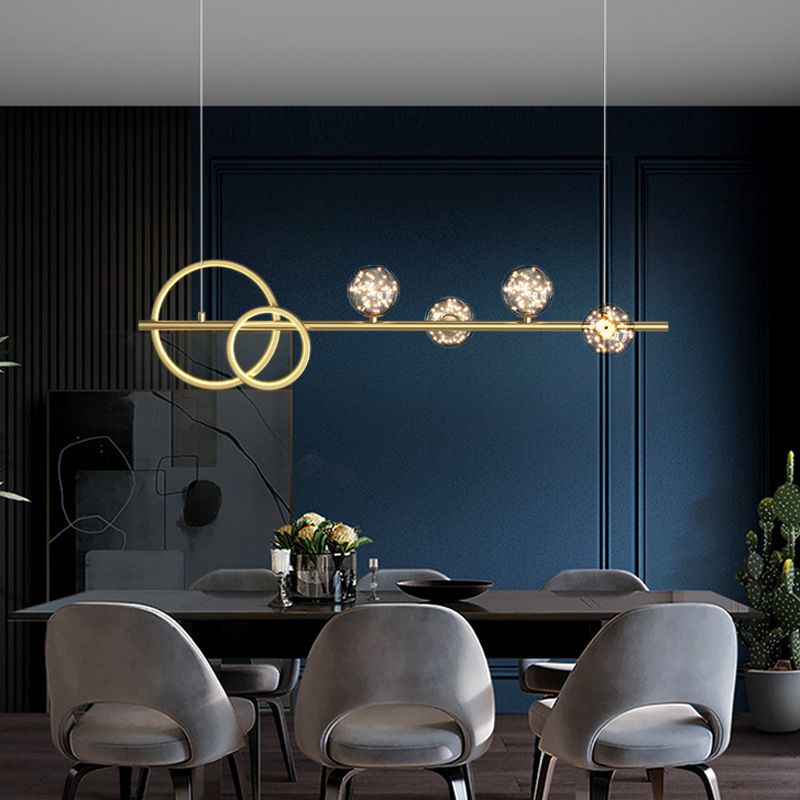 Modern 6/7-Light Golden Kitchen Island Lighting LED Unique Island Pendant Lighting