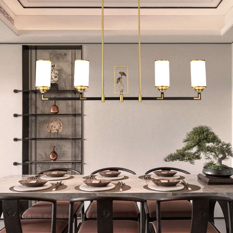Cylinder Shape Pendant Lights Modern Style Glass Chandelier Lights