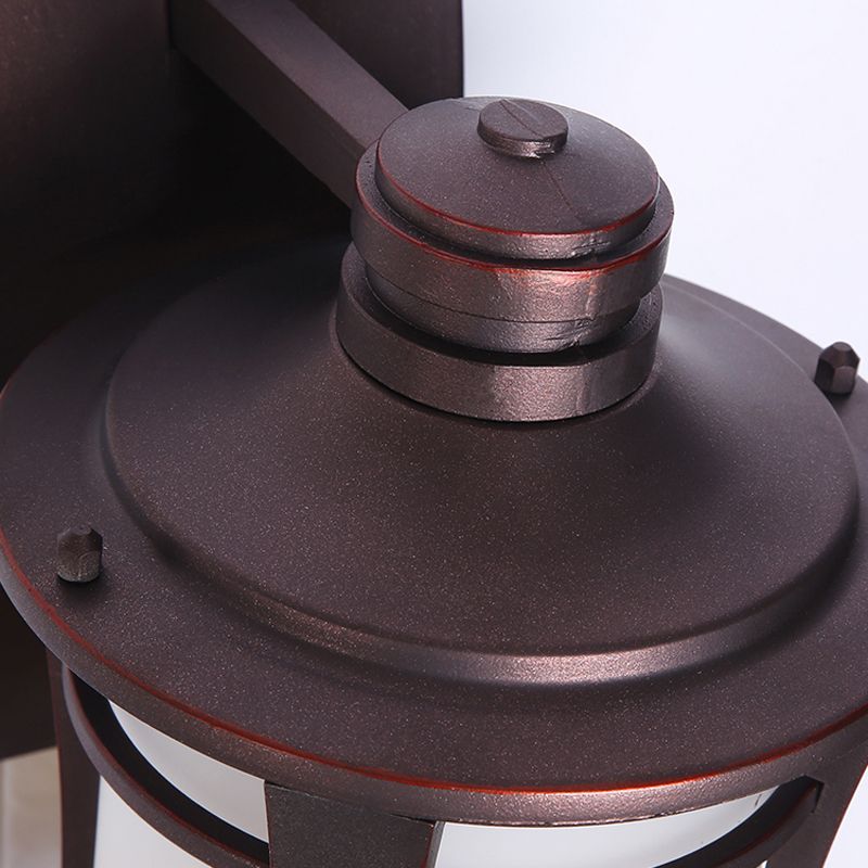 Half Cylinder Shape Glass Wall Lighting Industrial 1 Light Wall Mounted Light in Brown