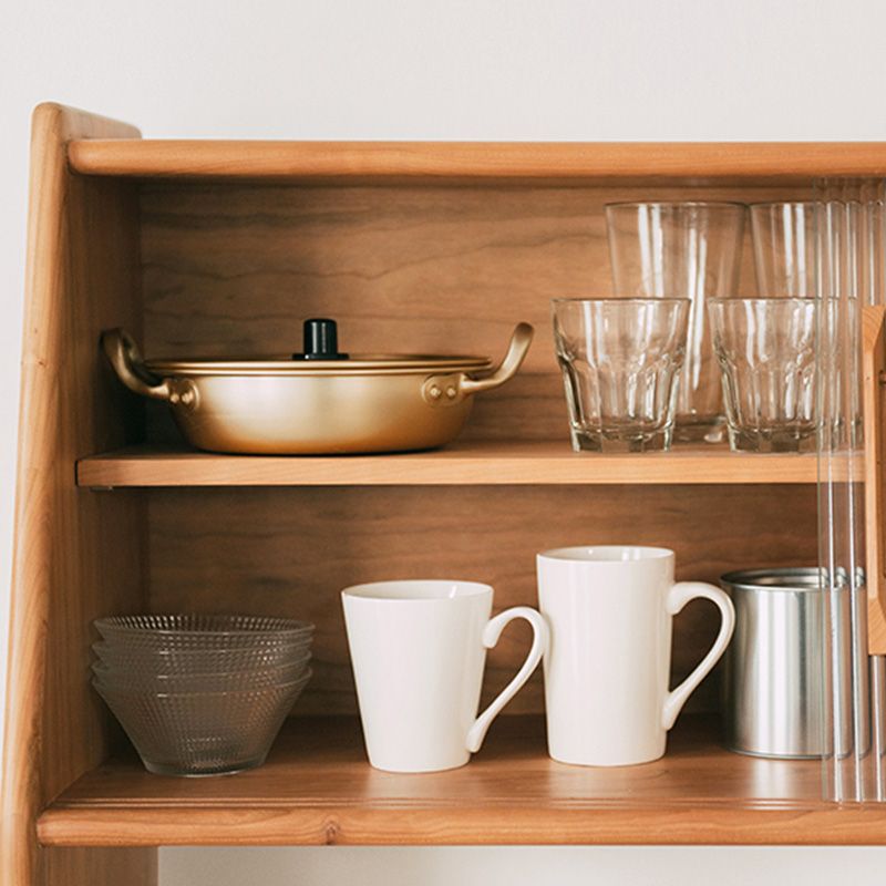 16.1"W Cherry Wood Sideboard Cabinet 4-drawer Natural Side Board with Sliding Door