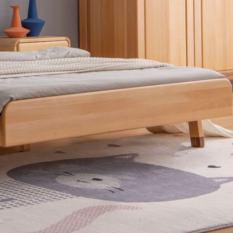 Solid Wood Platform Bed Scandinavian Blue Bed with Upholstered