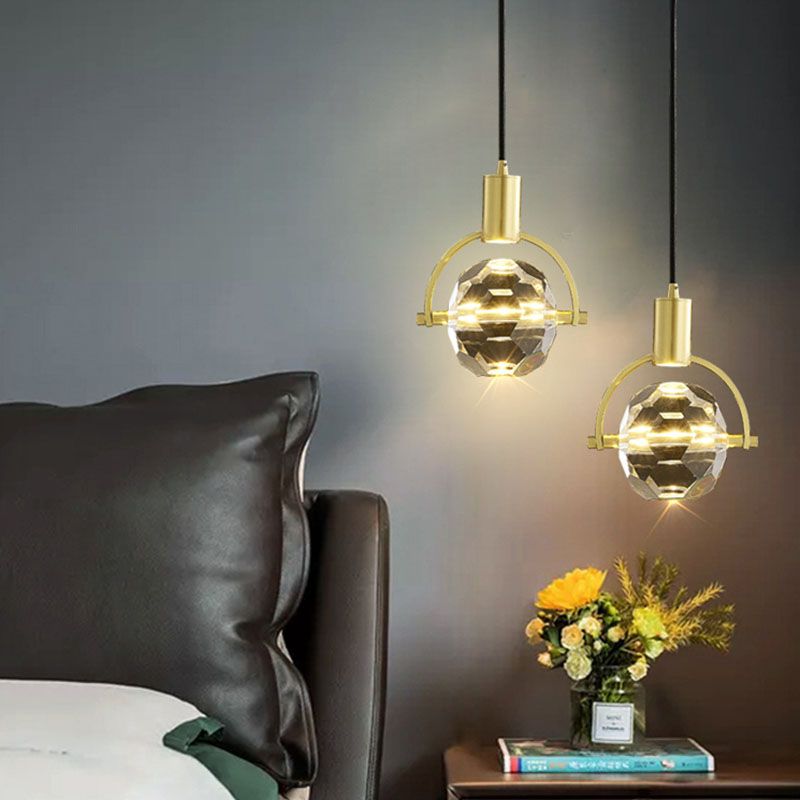 Ball Light Suspension Pendant Modern Simple Crystal Hanging Lights for Bedside