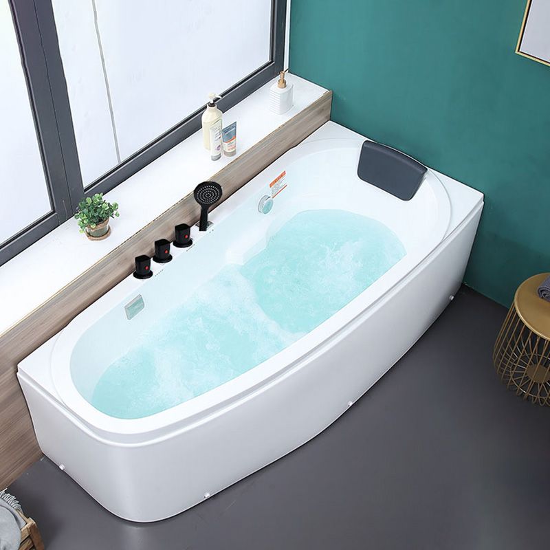 Modern Acrylic Tub Soaking Corner Bathtub in White , 22.83-inch Tall