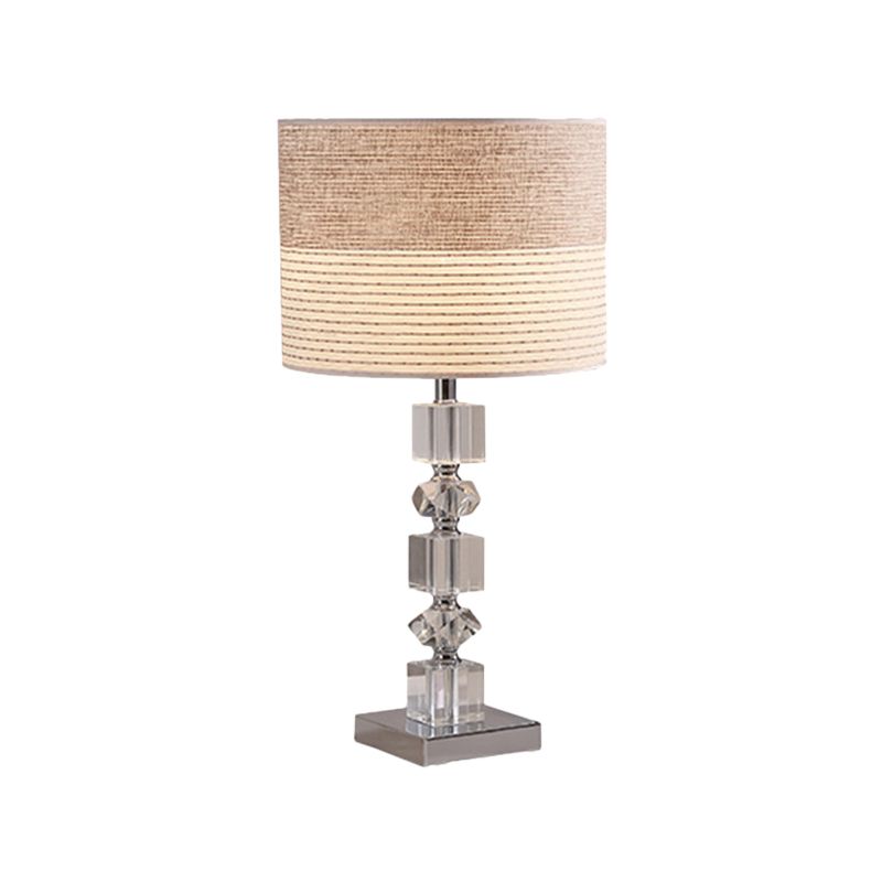 1 hoofdtrommel/vat gearceerd tafellicht traditioneel beige helder afgeschuinde kristal nachtstandaardlamp