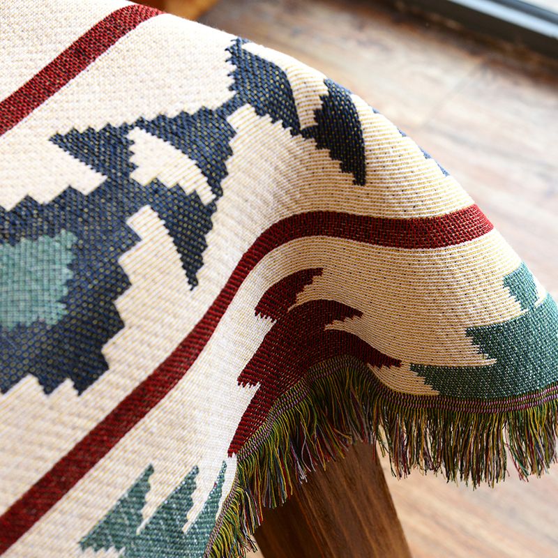 Boheemian Indian Tribal Print Rug Multi -gekleurd katoenen tapijt Huisdiervriendelijk wasbaar tapijt voor woonkamer