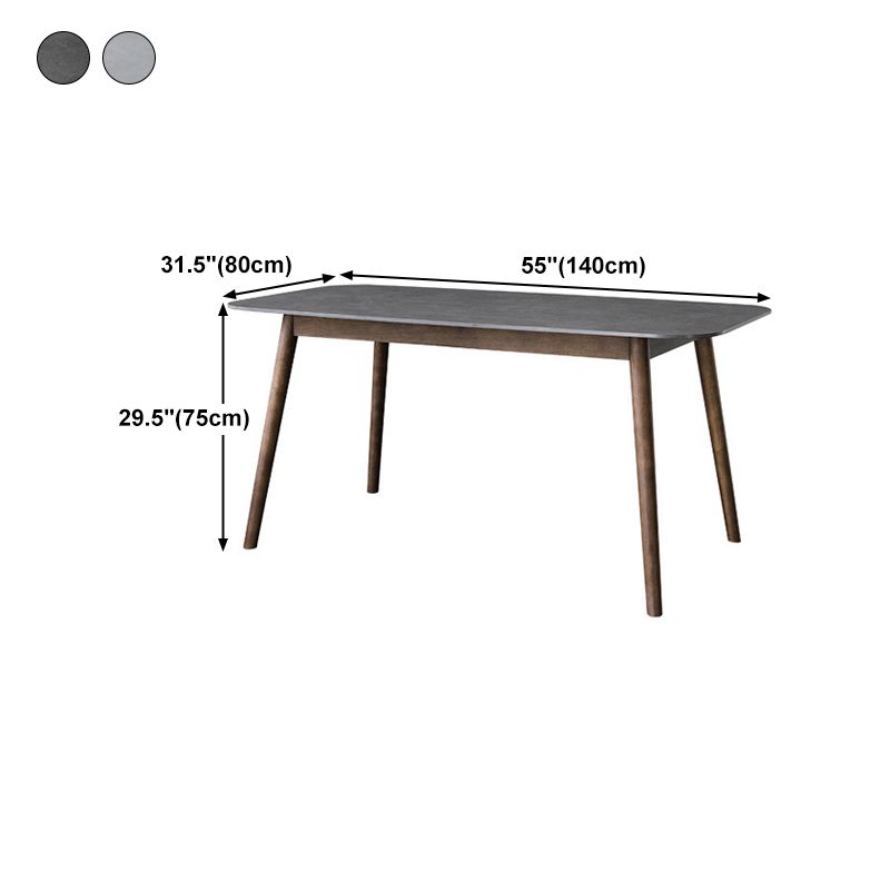 Rectangle Stone Top Dining Table Mid-Century Modern Dining Table with 4 Legs