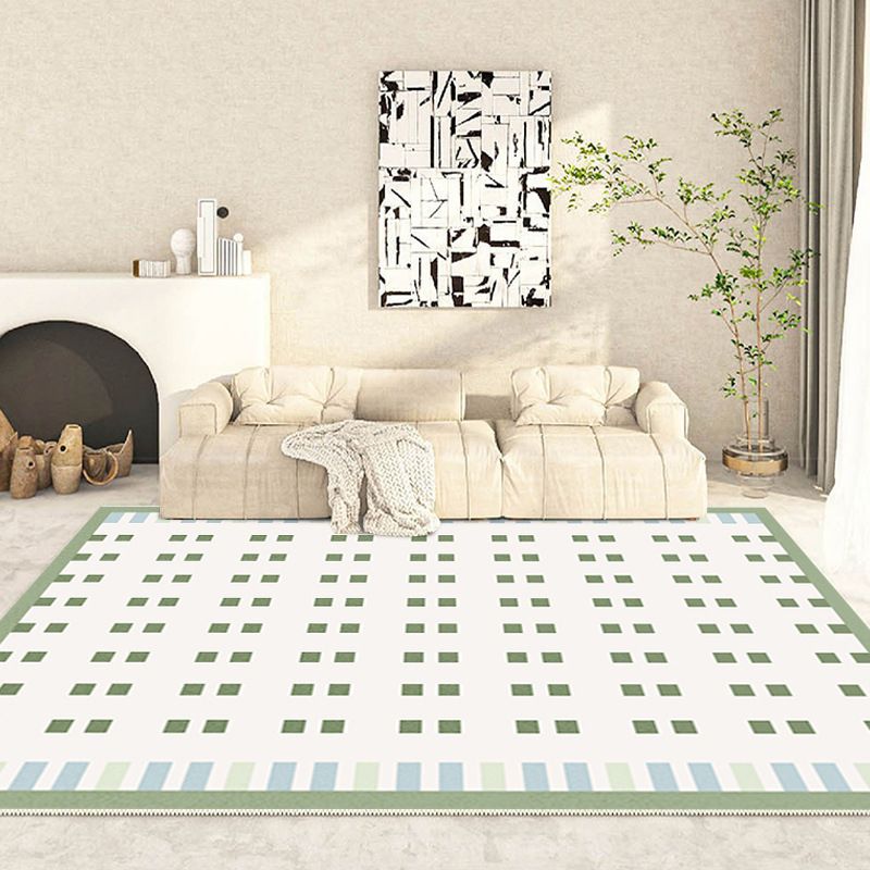 White Modern Rug Polyester Circle Rug Washable Rug for Living Room