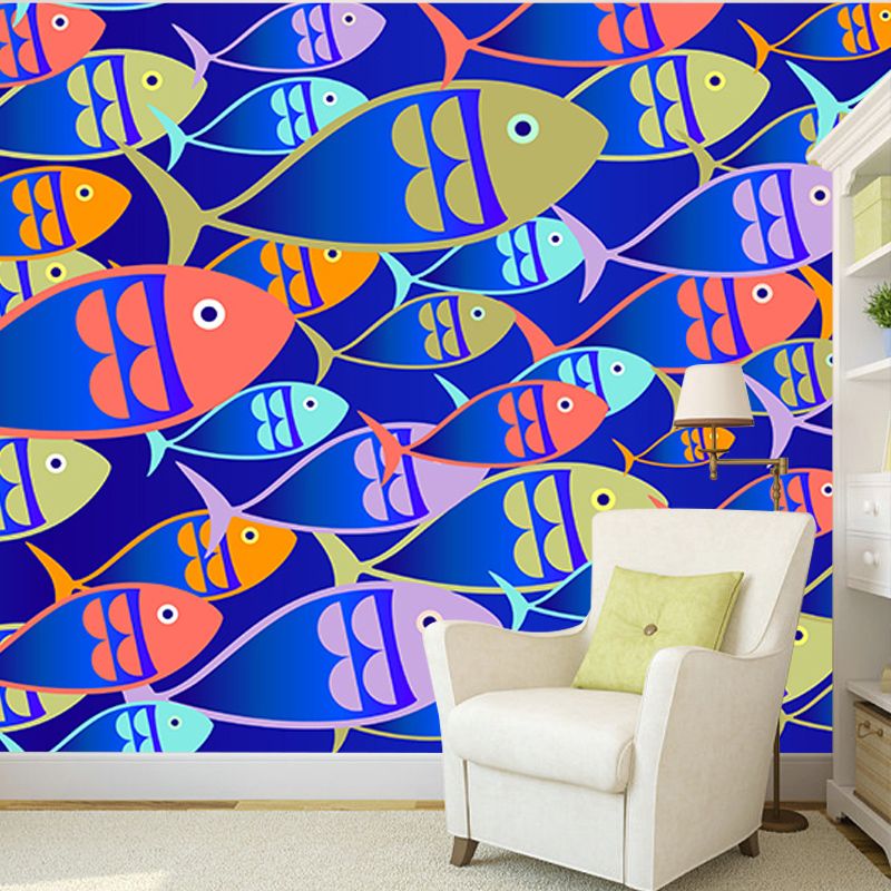 Underwater Creature Illustration Mural Wallpaper for Living Room Wall Covering