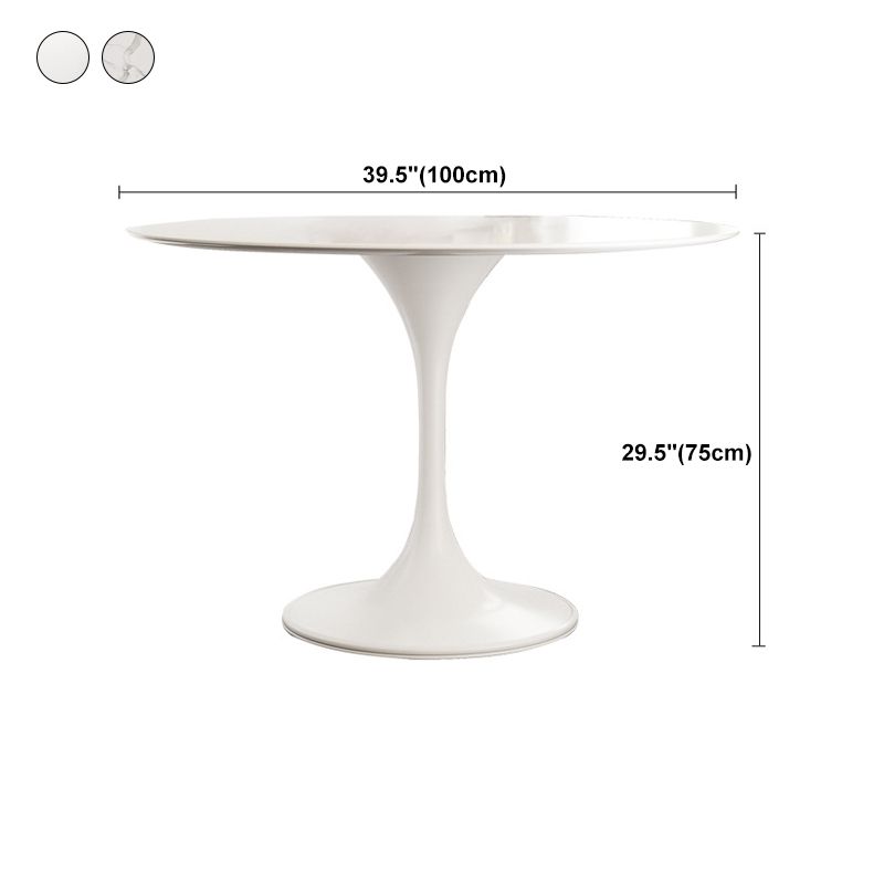 Stone Round Top Table Contemporary Dining Table with Pedestal Base
