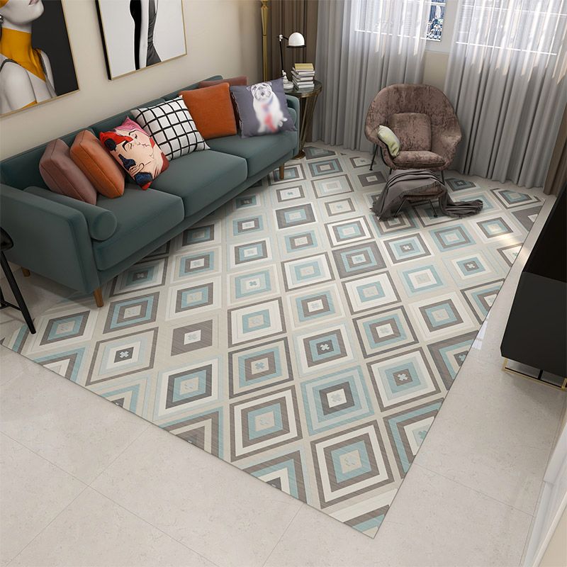 Stylish Modern Rug Geometric Pattern Polyester Area Rug Anti-Slip Easy Care Carpt for Living Room