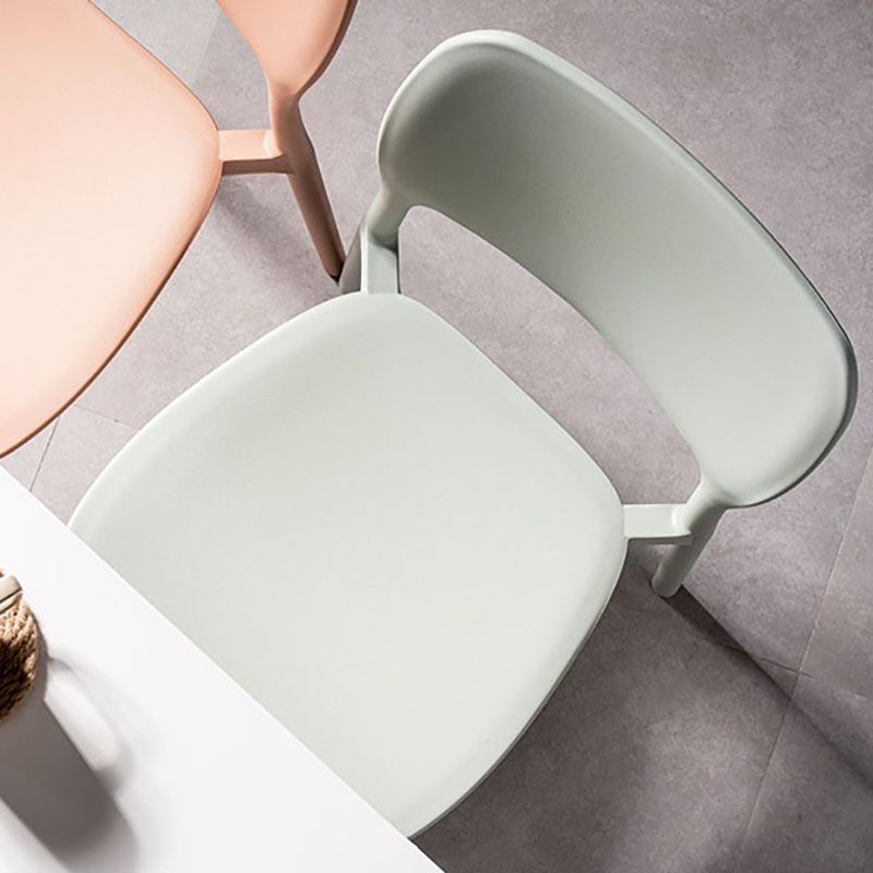 Silla de cocina de estilo contemporáneo, silla lateral de comedor con respaldo abierto sin brazos de plástico
