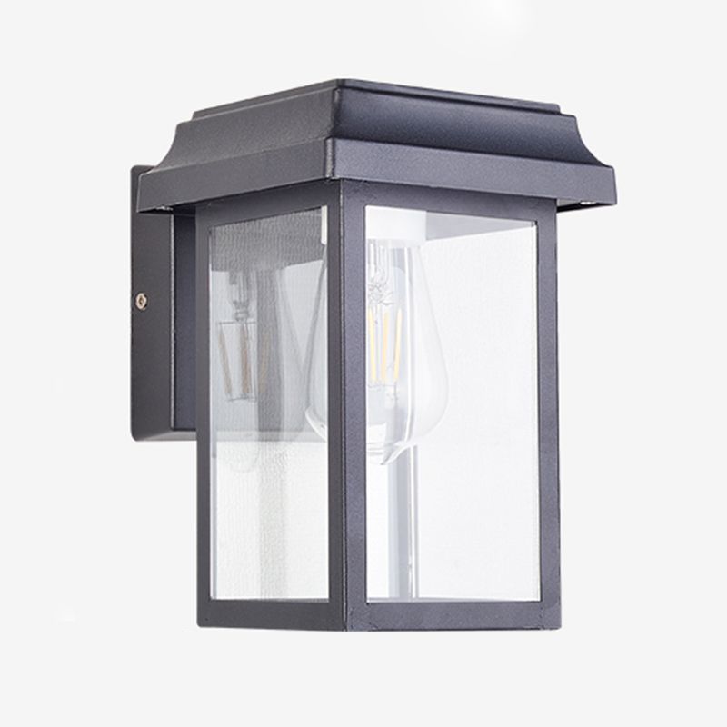 Modern Aluminum Wall Light Black Box Shape Wall Sconce with Glass for Patio