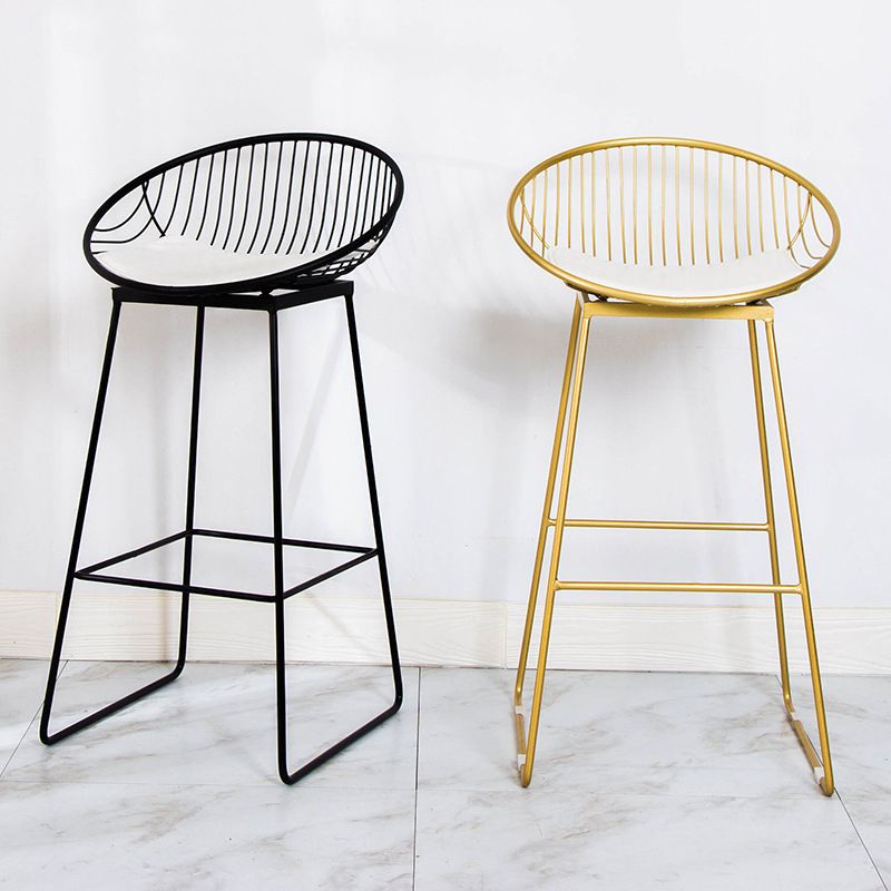 Glam Armless Backrest Counter Stool Iron Bar Stool with Footrest