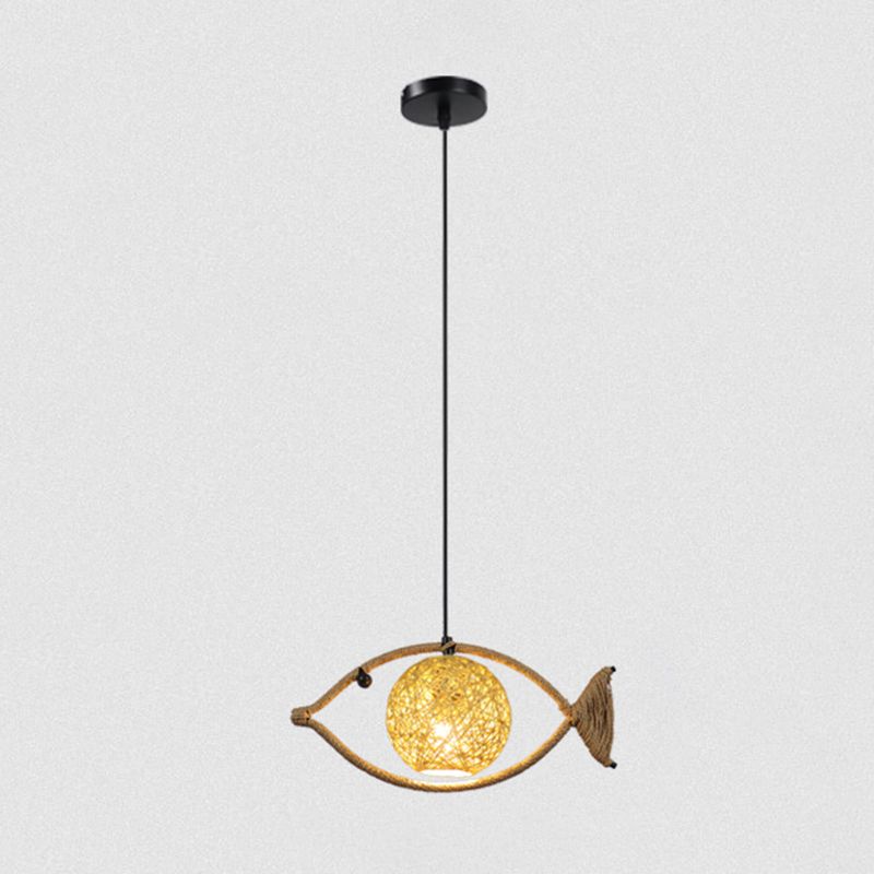 Éclairage de suspension de poisson à corde de chanvre