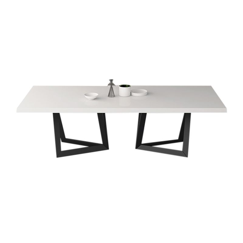 Metal and Wood Table Mid-Century Modern Style Family Rectangular Dining Table