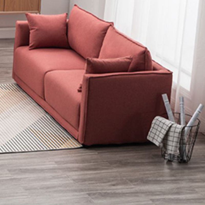 Contemporary Sofa with 2 Pillows Square Arm Living Room Settee