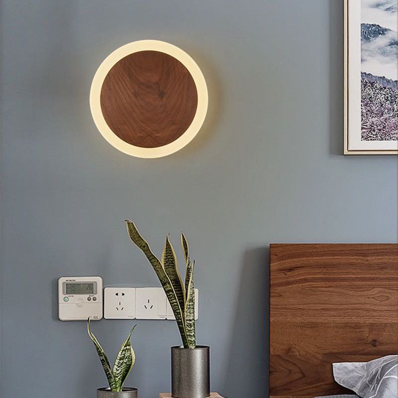 Geometric Shape Wood Wall Light Fixture Modern Style Wall Lamp for Living Room