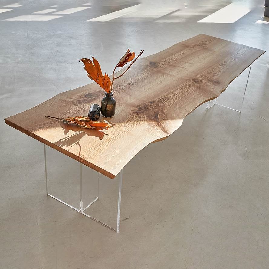 Contemporary Simple Style Writing Desk Irregular Wood Desk for Dining Room and Office