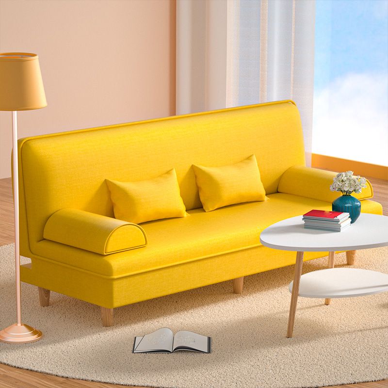 Modern Cotton-Blend/Faux Leather Convertible Sofa 33"H Armless Sofa for Living Room