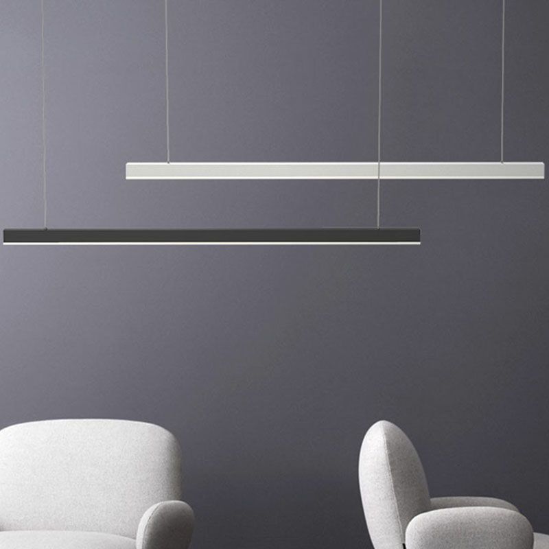 Simplicity Linear Chandelier Lighting Metallic Conference Room LED Pendant Light Fixture