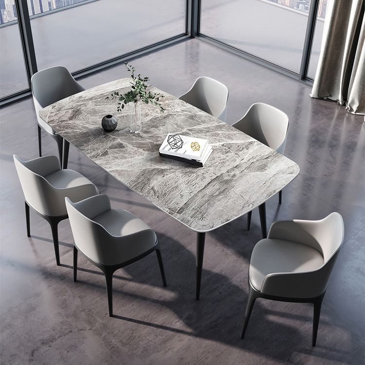 Rectangle Modern Dining Table Four-Color Fixed Table with Sintered Stone