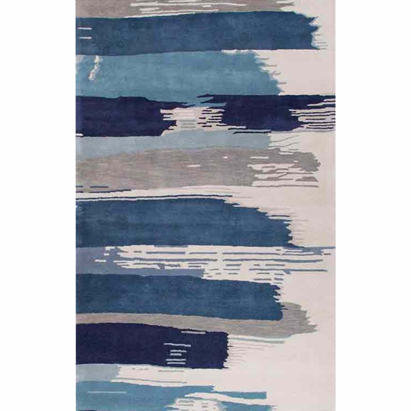 Black Contemporary Rug Polyester Geometric Area Rug Non-Slip Backing Indoor for Living Room