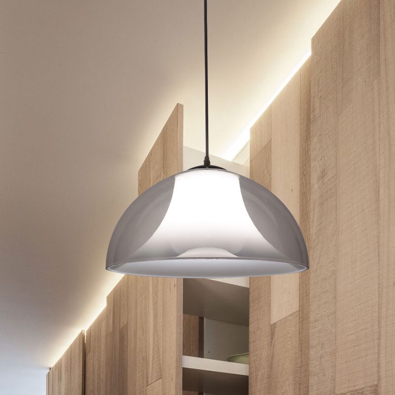 Black Semicircle Drop Pendant Light Simple 1 Bulb Clear Glass Ceiling Suspension Lamp