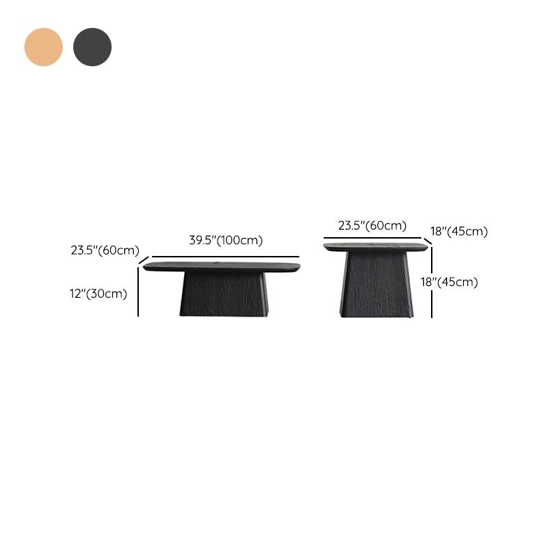 Pedestal Solid Wood Coffee Table Set Elliptical Simple Cocktail Table