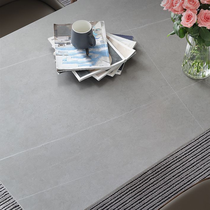 Mid-Century Sintered Stone Dining Table Gray Rectangle Dining Table for Kitchen