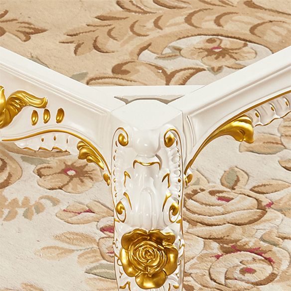 Victorian Style Marble Dining Set with Yellow Table and 4 White Legs Base for Home Use