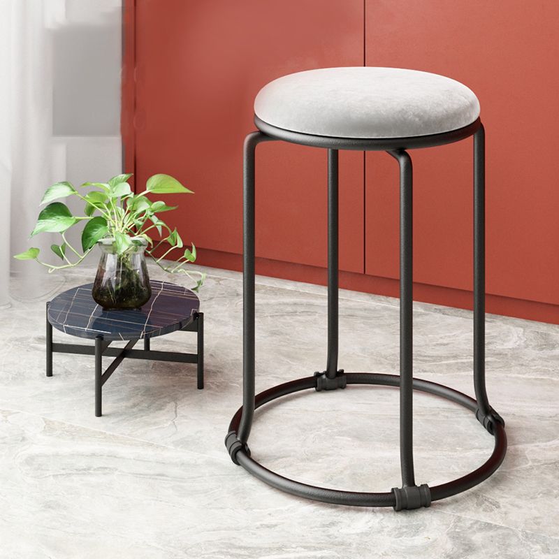 Glam Standard Ottoman Round Plain Velvet Tear Resistant Indoor Ottoman