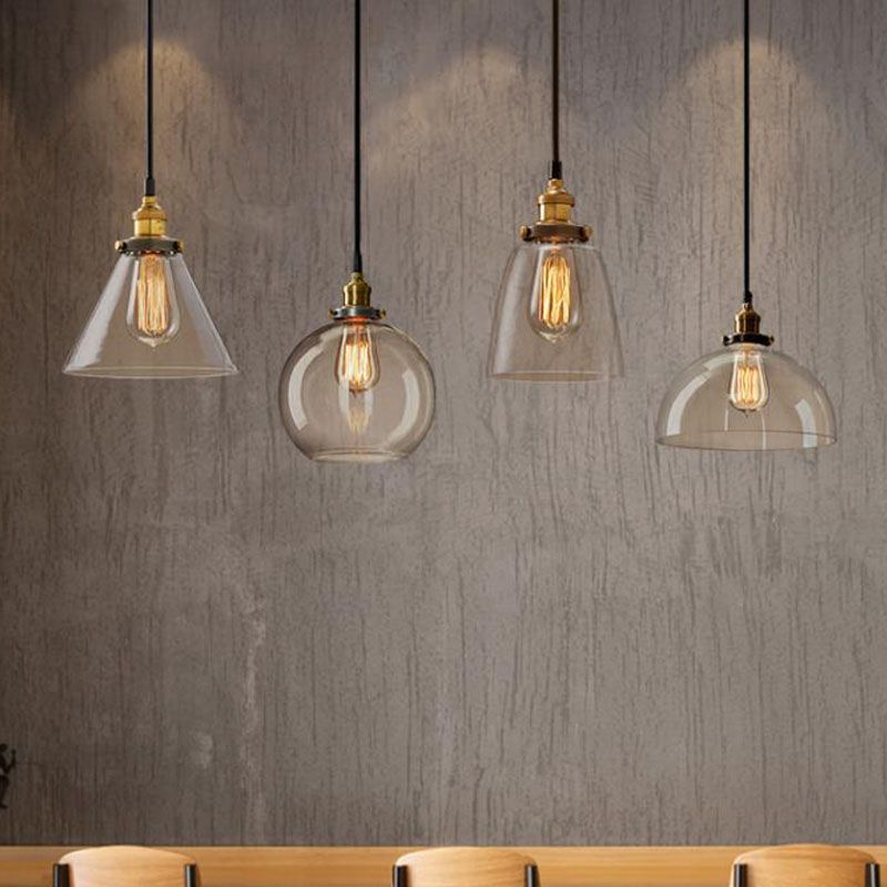 Dinning Room One Head Hanging Light Transparent Glass Modern Down Lighting Pendant