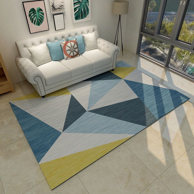 Chic Geometric Colorblock Print Rug Multi Colored Modern Rug Polyester Machine Washable Non-Slip Backing Pet Friendly Rug for Room